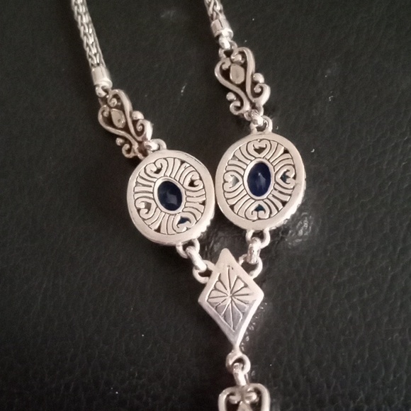 BALI LEGACY STERLING SILVER AND 18k GOLD CARIBBEAN BLUE QUARTZ Y-NECKLACE - Picture 7 of 9